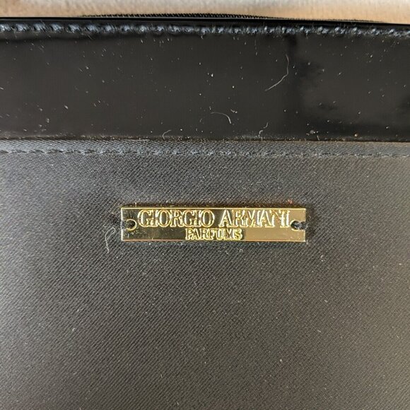 Giorgio Armani 2 Perfume Bags Pouches Makeup Small Black Sequin Patent Gold - Picture 6 of 15